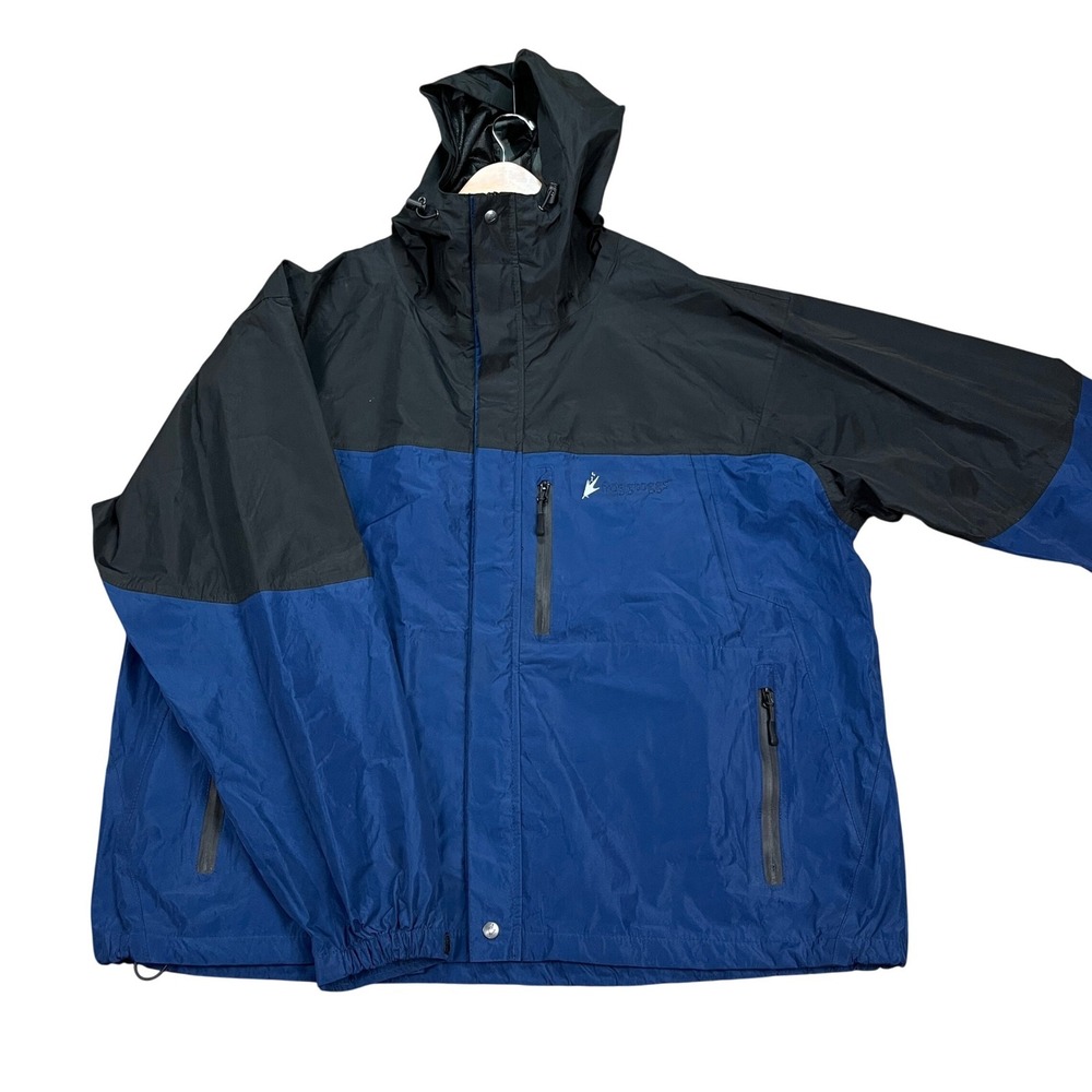Frogg‎ Toggs Toadz Rain Jacket Mens XXL Blue Black Colorblock Waterproof Hooded